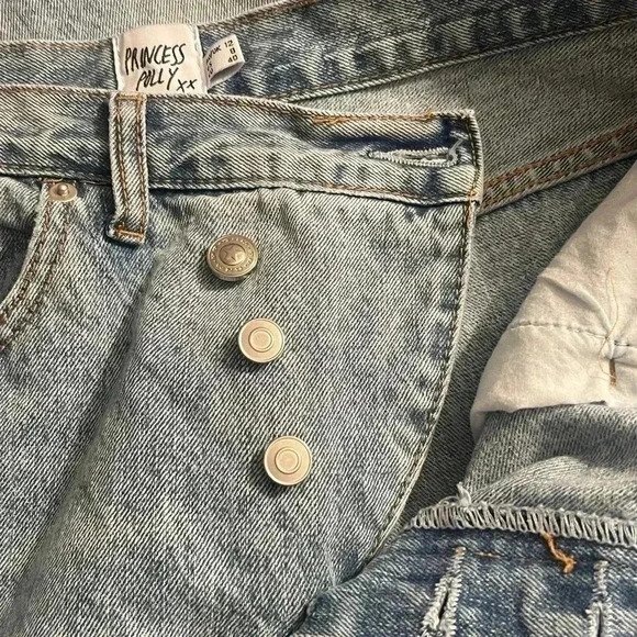 Princess Polly Holly Criss Cross straight leg High Waist Asymmetrical size 8 - Picture 9 of 12